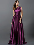 A-Line/Princess Pleats Sleeveless Long Silk like Satin Bridesmaid Dresses TPP0004905