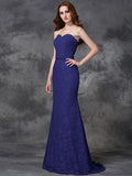 Trumpet/Mermaid Sweetheart Applique Sleeveless Long Satin Bridesmaid Dresses TPP0005296