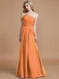 A-Line/Princess One-Shoulder Floor-Length Chiffon Sleeveless Bridesmaid Dresses TPP0005381