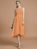 A-Line/Princess Bateau Sleeveless Ruffles Asymmetrical Silk like Satin Bridesmaid Dresses TPP0005019