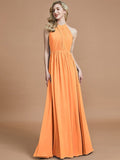 A-Line/Princess Scoop Chiffon Sleeveless Floor-Length Bridesmaid Dresses TPP0005455