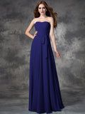 A-line/Princess Strapless Ruched Sleeveless Long Chiffon Bridesmaid Dresses TPP0005797