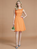 A-Line/Princess Bateau Sleeveless Lace Short/Mini Chiffon Bridesmaid Dresses TPP0005467