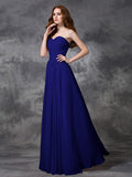 A-line/Princess Sweetheart Sleeveless Ruched Long Chiffon Bridesmaid Dresses TPP0005267