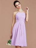 A-Line/Princess Halter Sleeveless Ruched Short/Mini Chiffon Bridesmaid Dresses TPP0005152