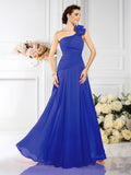 A-Line/Princess One-Shoulder Pleats Sleeveless Long Chiffon Bridesmaid Dresses TPP0005496