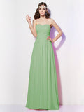 A-Line/Princess Sweetheart Sleeveless Long Pleats Chiffon Bridesmaid Dresses TPP0005097