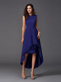 A-Line/Princess Scoop Sash/Ribbon/Belt Sleeveless High Low Chiffon Bridesmaid Dresses TPP0005166