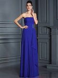 A-Line/Princess Strapless Beading Sleeveless Long Chiffon Bridesmaid Dresses TPP0005573