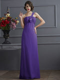 Sheath/Column One-Shoulder Sleeveless Pleats Long Chiffon Bridesmaid Dresses TPP0005791