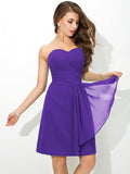 Sheath/Column Sweetheart Pleats Sleeveless Short Chiffon Bridesmaid Dresses TPP0005639