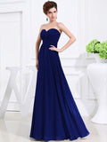 A-Line/Princess Sweetheart Sleeveless Chiffon Pleats Long Bridesmaid Dresses TPP0005559