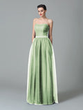 A-Line/Princess Sweetheart Ruffles Sleeveless Long Net Bridesmaid Dresses TPP0005472