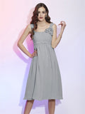 A-Line/Princess Straps Sleeveless Pleats Short Chiffon Bridesmaid Dresses TPP0005216