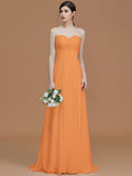 A-Line/Princess Sweetheart Sleeveless Sweep/Brush Train Beading Chiffon Bridesmaid Dresses TPP0005600