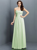 A-Line/Princess Sweetheart Pleats Sleeveless Long Satin Bridesmaid Dresses TPP0005522