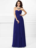 A-Line/Princess Sweetheart Pleats Ruffles Sleeveless Long Chiffon Bridesmaid Dresses TPP0003265