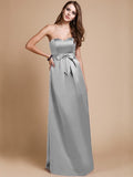 Sheath/Column Sweetheart Sleeveless Long Bowknot Satin Bridesmaid Dresses TPP0005678