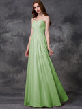 A-line/Princess Sleeveless Sweetheart Ruffles Long Chiffon Bridesmaid Dresses TPP0005741