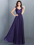 A-Line/Princess Scoop Lace Sleeveless Long Chiffon Bridesmaid Dresses TPP0005303