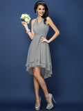 A-Line/Princess Halter Pleats Sleeveless Short Chiffon Bridesmaid Dresses TPP0005144