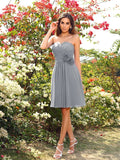 A-Line/Princess Sweetheart Hand-Made Flower Sleeveless Short Chiffon Bridesmaid Dresses TPP0005724