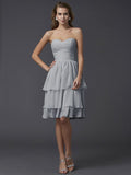 Sheath/Column Sweetheart Sleeveless Short Chiffon Bridesmaid Dresses TPP0005867