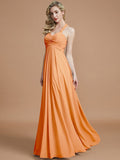 A-Line/Princess Sweetheart Sleeveless Ruched Floor-Length Chiffon Bridesmaid Dresses TPP0005051