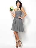 A-Line/Princess Sweetheart Pleats Sleeveless Short Chiffon Bridesmaid Dresses TPP0005177