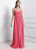 Sheath/Column Sweetheart Sleeveless Ruffles Long Chiffon Bridesmaid Dresses TPP0005795