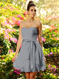 A-Line/Princess Sweetheart Bowknot Sleeveless Short Chiffon Bridesmaid Dresses TPP0005489