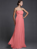 A-Line/Princess Strapless Sleeveless Beading Long Chiffon Bridesmaid Dresses TPP0005500