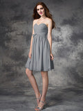 A-line/Princess Sweetheart Ruffles Sleeveless Short Chiffon Bridesmaid Dresses TPP0005552