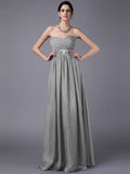 A-Line/Princess Sweetheart Sleeveless Beading Pleats Long Chiffon Bridesmaid Dresses TPP0005818