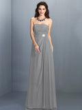 A-Line/Princess Strapless Rhinestone Sleeveless Long Chiffon Bridesmaid Dresses TPP0005471