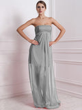 A-Line/Princess Strapless Sleeveless Beading Long Chiffon Bridesmaid Dresses TPP0005577