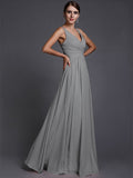 A-Line/Princess V-neck Sleeveless Long Ruffles Chiffon Bridesmaid Dresses TPP0005130