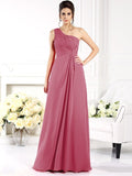 A-Line/Princess One-Shoulder Ruched Sleeveless Long Chiffon Bridesmaid Dresses TPP0005477