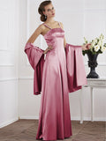 A-Line/Princess Spaghetti Straps Sleeveless Beading Long Elastic Woven Satin Mother of the Bride Dresses TPP0005304