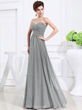 A-Line/Princess Sweetheart Sleeveless Chiffon Pleats Long Bridesmaid Dresses TPP0005559