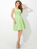 A-Line/Princess Sweetheart Pleats Sleeveless Short Chiffon Bridesmaid Dresses TPP0005491