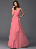 A-Line/Princess Sweetheart Hand-Made Flower Sleeveless Long Chiffon Bridesmaid Dresses TPP0005192