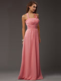 Sheath/Column Halter Sleeveless Ruffles Long Chiffon Bridesmaid Dresses TPP0005366