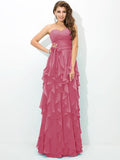 A-Line/Princess Sweetheart Layers Sleeveless Long Chiffon Bridesmaid Dresses TPP0005233