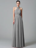 A-Line/Princess Halter Ruffles Sleeveless Long Chiffon Bridesmaid Dresses TPP0005403