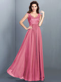 A-Line/Princess Scoop Lace Sleeveless Long Chiffon Bridesmaid Dresses TPP0005303