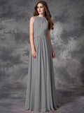 A-line/Princess Jewel Ruffles Sleeveless Long Chiffon Bridesmaid Dresses TPP0005510