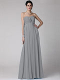 Sheath/Column Strapless Sleeveless Ruffles Long Chiffon Bridesmaid Dresses TPP0005816