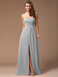 Sheath/Column Sweetheart Sleeveless Long Ruffles Chiffon Bridesmaid Dresses TPP0005183