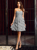 A-Line/Princess Sweetheart Ruched Sleeveless Short Chiffon Bridesmaid Dresses TPP0005375